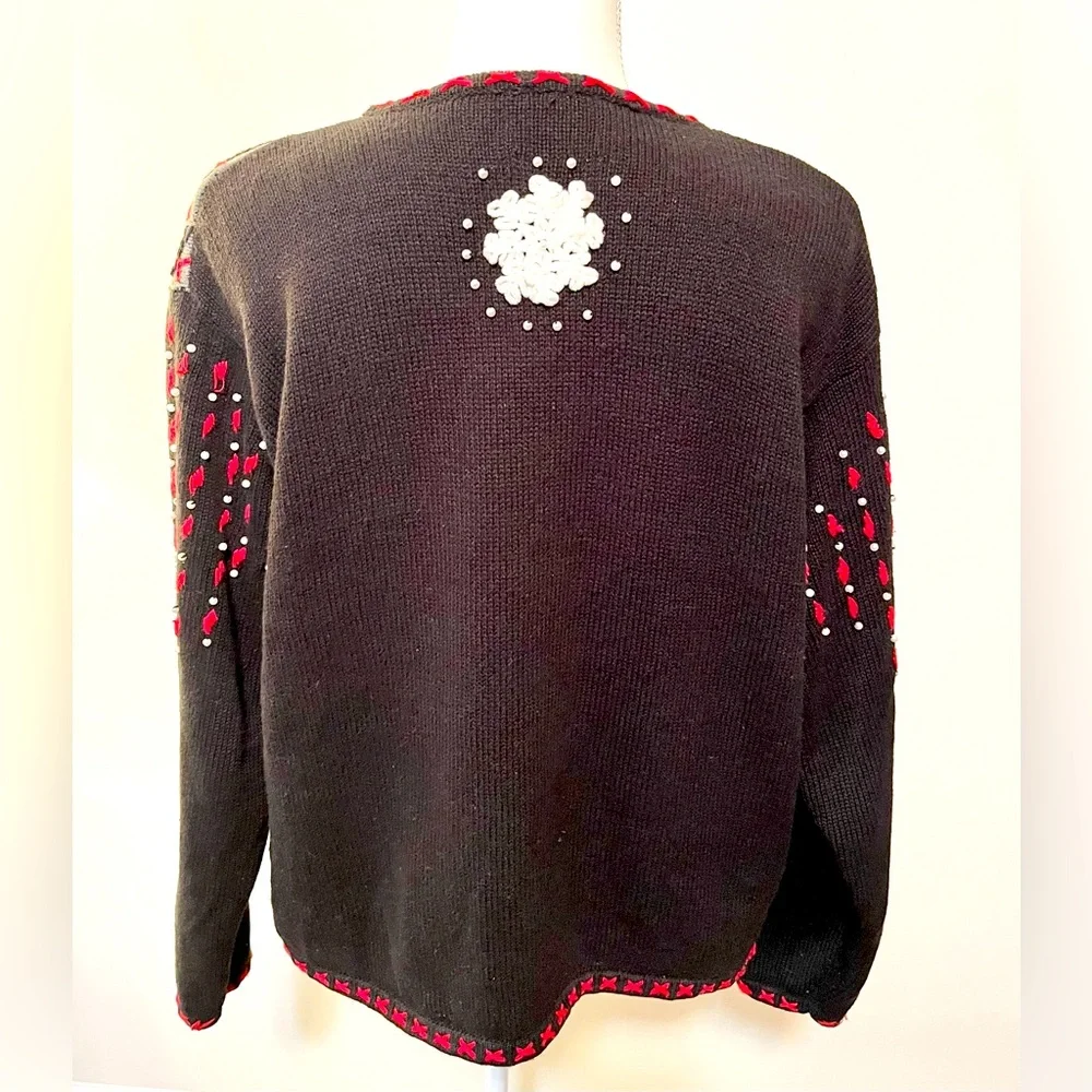 Designers Originals Holiday Christmas Cardigan Sweater with Scottie Dogs Size L